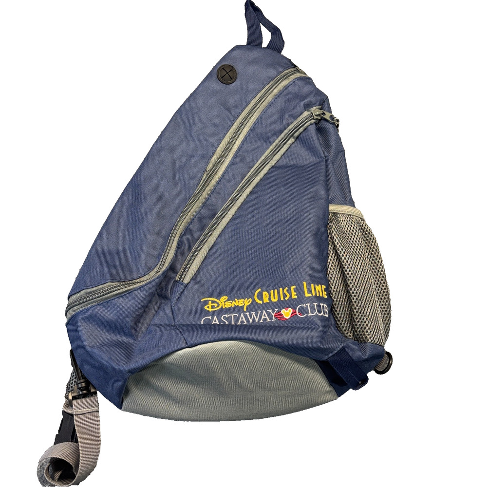 Disney Cruise Line Castaway Club Sling Backpack Navy Blue Embroidered Crossbody
